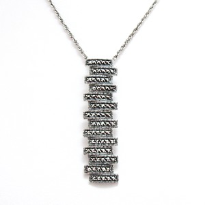 Marcasite Sterling Silver Hinged Brick Pendant